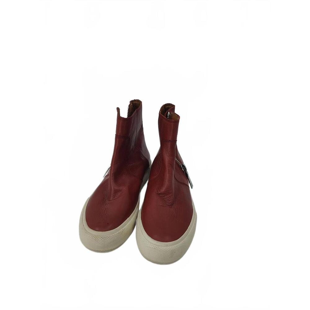 Frye Leather Gia Lug Zip Ankle Booties High Top Sneaker Size 7 Gloria Red Clay - Picture 4 of 13